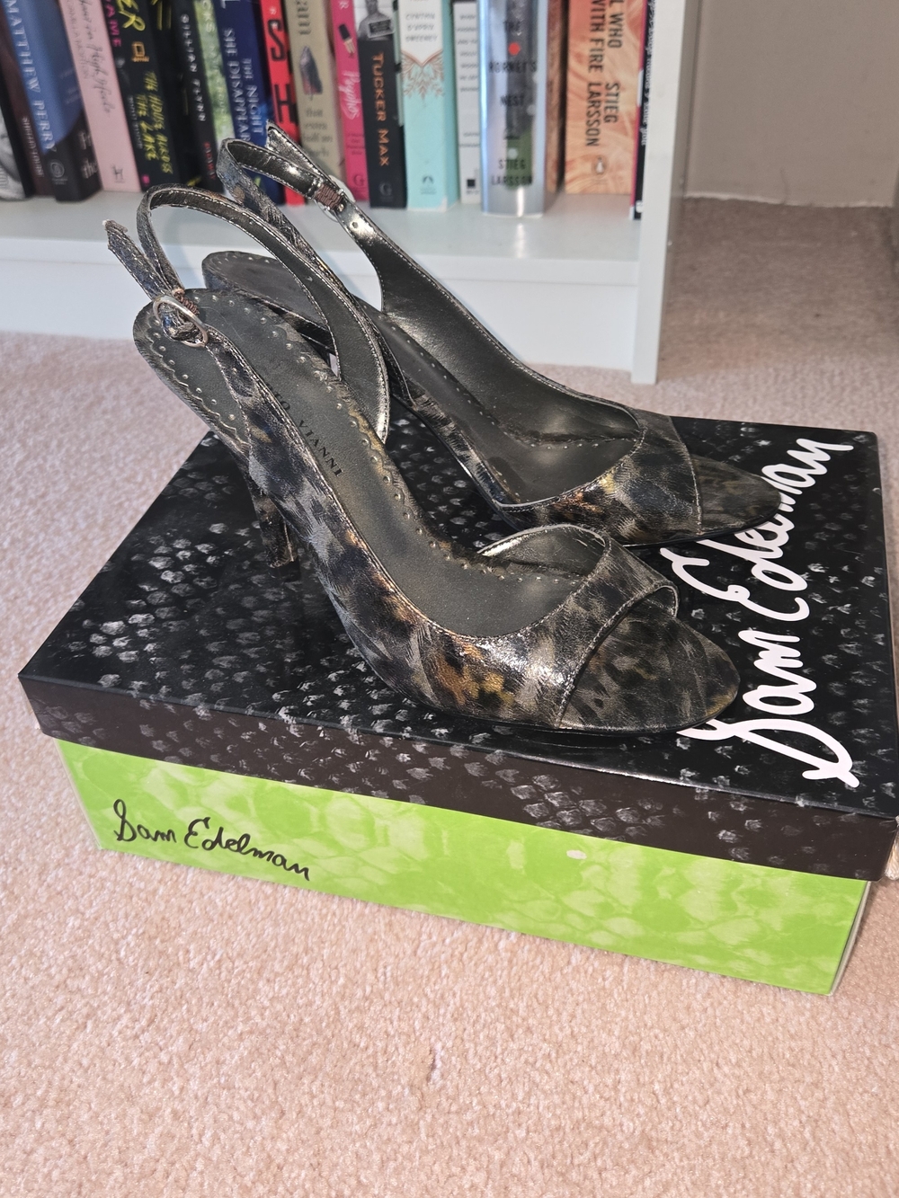 Roberto Vianni Leopard-Print Slingback d'Orsay Peep-Toe Print Heels